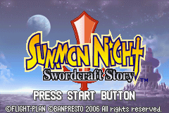 Summon Night Swordcraft Story title screen for GameBoy Advance